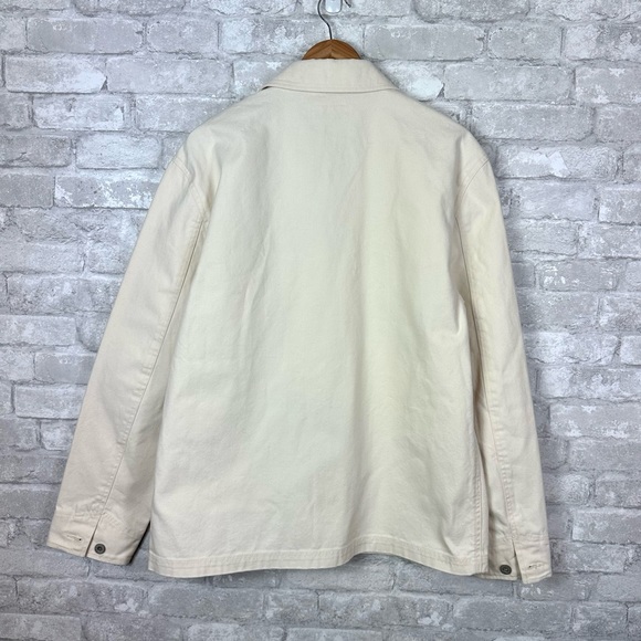 J. Crew Wallace & Barnes Duck Canvas Utility Chore Jacket Size Large Off White - Picture 9 of 15